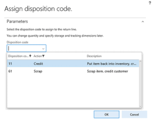 assigning a disposition code dynamics 365 for operations
