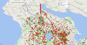 Auto crime by street location power bi map