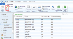 GL Setup for main accounts dynamics ax