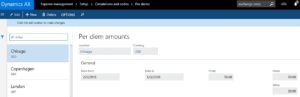 per diem setup in dynamics 365 for operations