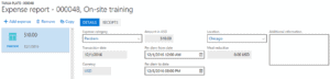 per diem expense report in dynamics 365 for operations