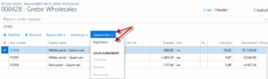 register return order lines dynamics 365 for operations