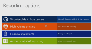 reporting options dynamics ax