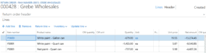 return order form in dynamics 365 for operations