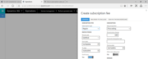 establishing service subscription fees dynamics 365