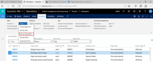 navigating to service subscription project dynamics 365