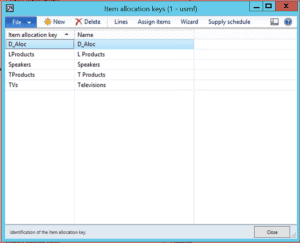 creating item allocation keys dynamics ax