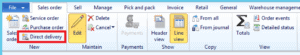 sales order tab click direct delivery dynamics ax 2012