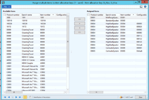 assigning multiple items to item allocation keys dynamics ax