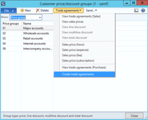 price discount agreement journal dynamics ax 2012