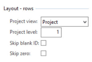 row layout dynamics ax profit and loss reporting