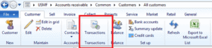 navigate to transactions dynamics ax