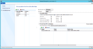 item allocation keys options dynamics ax