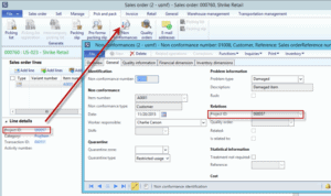 Dynamics AX Non Conformance Project ID