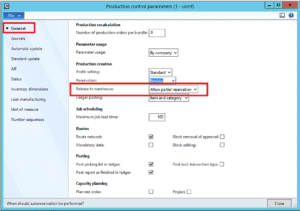 Production control Parameters Allow Partial Reservation Dynamics AX
