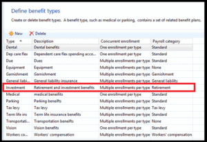 Define benefit types dynamics ax