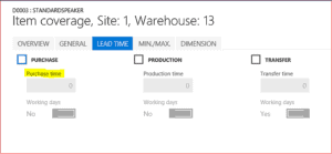 MRP item coverage dynamics ax