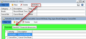 cancel break activity dynamics ax