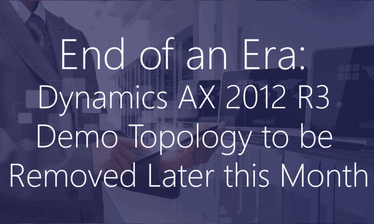 Dynamics AX 2012 Demo Virtual Machines Removed