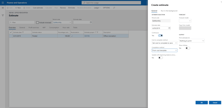 dynamics 365 create estimates