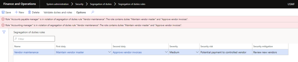 segregation of duties rules