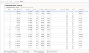 D365 lease asset depreciation schedule